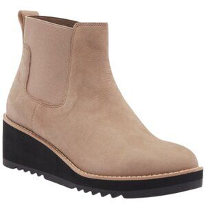 Eileen Fisher Lilou Suede Ankle Boot Women's 7 Tan Wedge Bootie Minimalist NWT